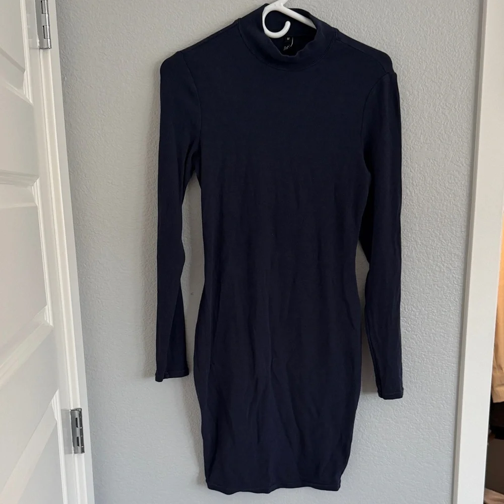 LILLUSORY Mock Neck Ribbed Knit Long Sleeve Party Bodycon Mini Dress - Picture 3 of 9